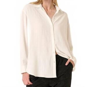 NEW MITTOSHOP airflow button down long sleeve shirt in white
